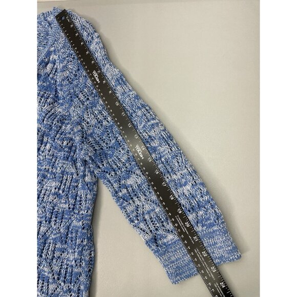 Kim Rogers Cardigan Sweater Open Front Crochet Knit 3/4 Sleeve Blue Womens 1X - Picture 9 of 10